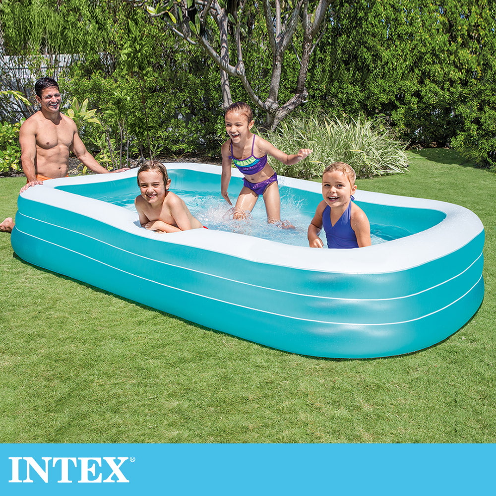 INTEX 歡樂家庭藍色長形游泳池305x183x56cm(1050L)適用6歲+ (58484NP)