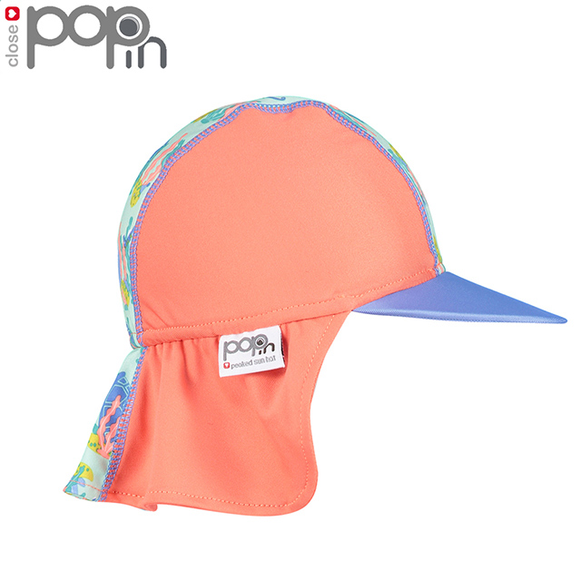 【英國Close】Pop-in 嬰兒抗UV防曬遮頸帽-海龜(泳帽 泳衣)