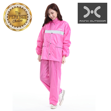 RainX 時尚格紋二件式防風雨衣(甜心粉紅)RX-1201