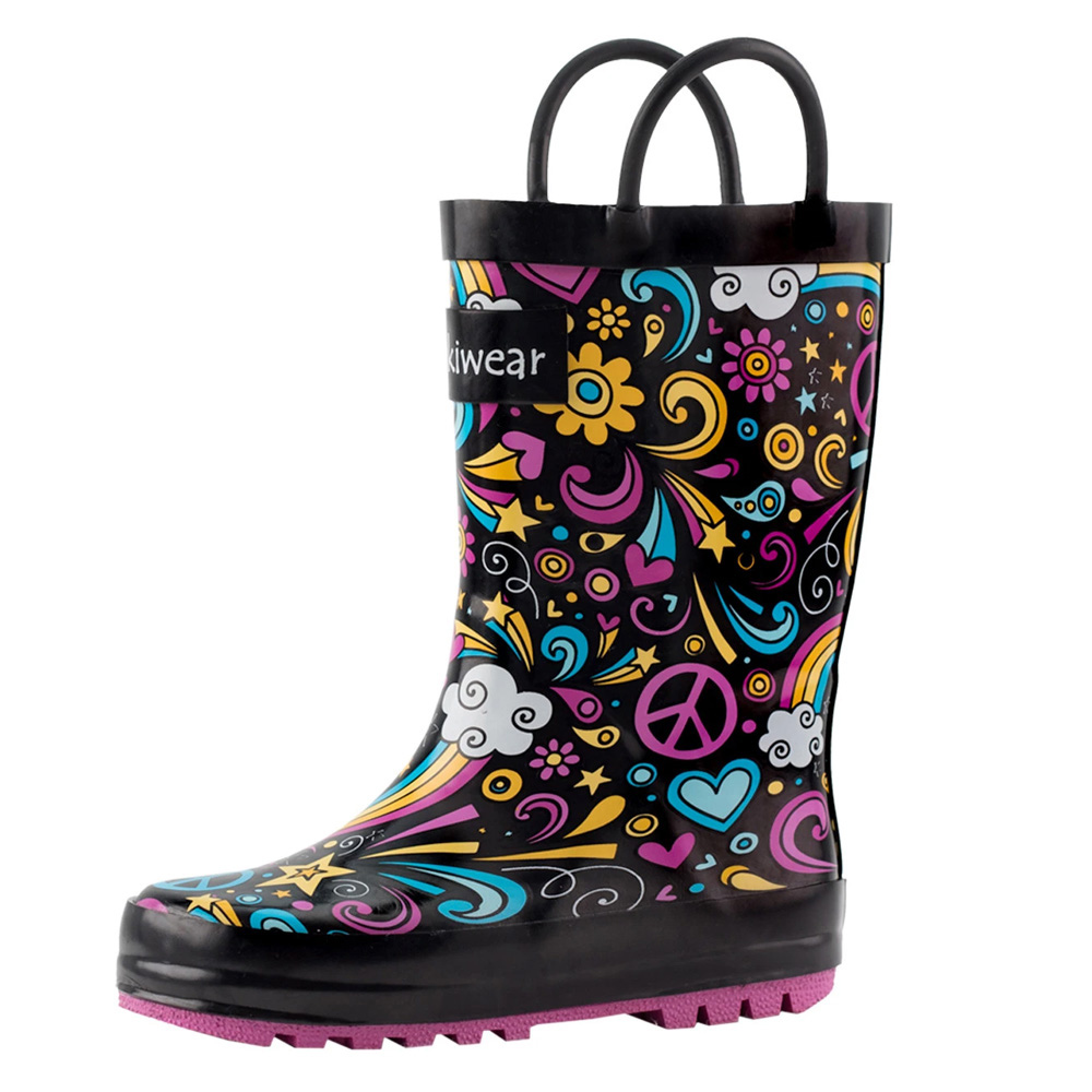 美國 OAKI 兒童提把雨鞋 115105 愛，和平，彩虹