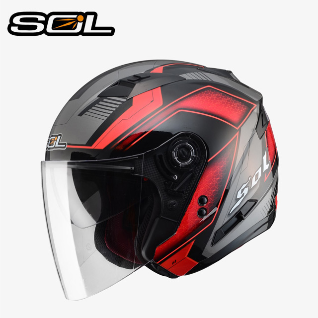 【SOL SO7 SO-7 星際 黑紅 安全帽 】雙層鏡片、遮陽鏡片 LED 警示燈設計