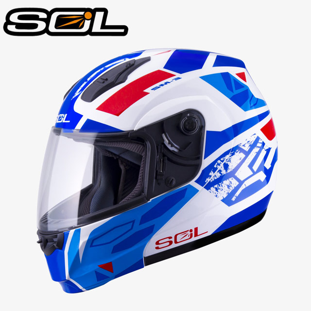 【SOL SM-3 戰將 可掀 可樂帽 全罩式 安全帽 白/藍紅】內襯全可拆