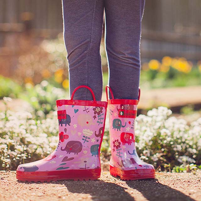 美國 OAKI 兒童提把雨鞋 11533 粉紅象