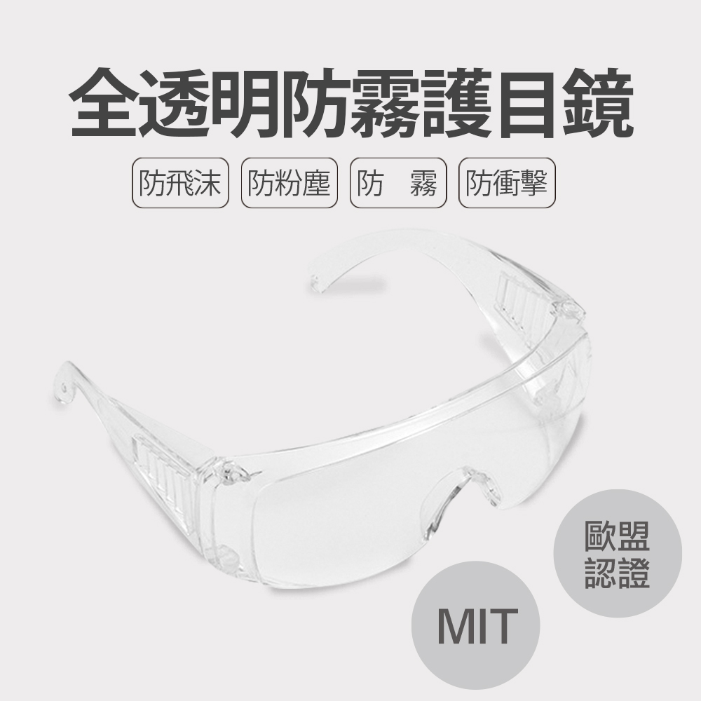 【二入組】台灣製造 全透明防霧 防塵 防飛沫 安全護目鏡