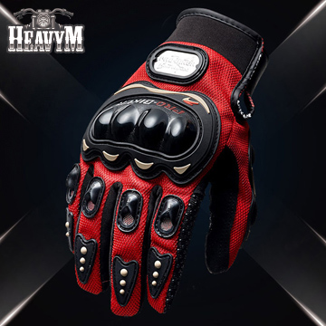 【品樂．HeavyM】Pro-Biker重機防滑防摔騎行全指手套(紅)