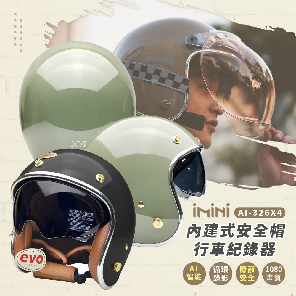 【iMiniDV】內建式安全帽行車記錄器 維納斯 騎士帽 含可收內墨鏡(機車用 1080P 夜拍清晰 記錄器)