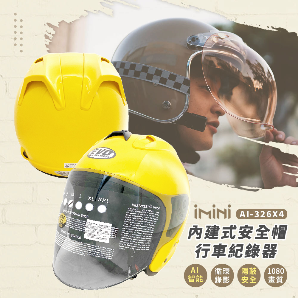 【iMiniDV】內建式安全帽行車記錄器 貓耳 R帽 含鏡片(機車用 1080P 夜拍清晰 記錄器)