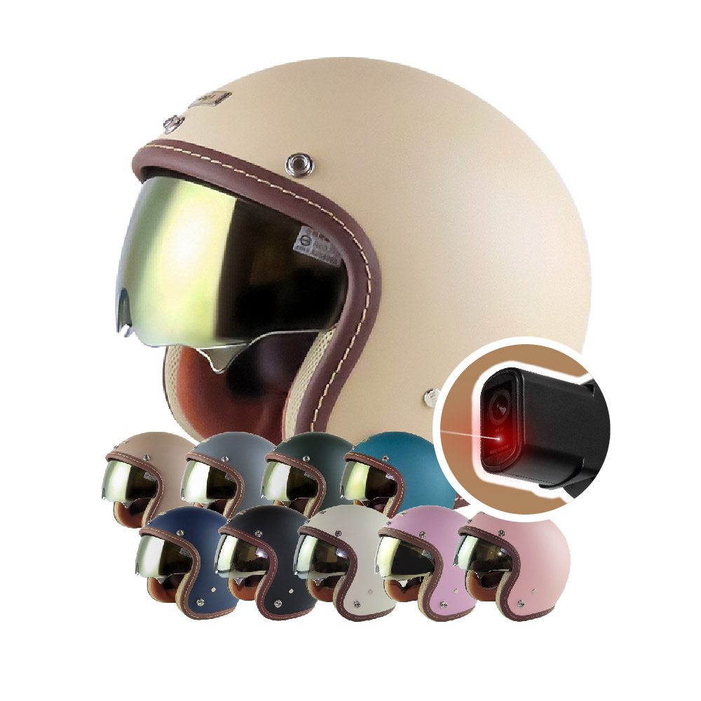 iMini iMiniDV X4C 素色醺砂墨鏡騎士帽 內建式安全帽行車記錄器(騎士帽 3/4罩式 夜拍 抗眩光 快拆安裝)