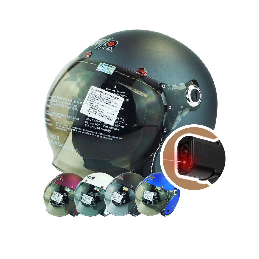 iMini iMiniDV X4C 素色泡泡雙鏡騎士帽 內建式安全帽行車記錄器(廣角 夜拍 3/4罩式 快拆 清晰 攝影)