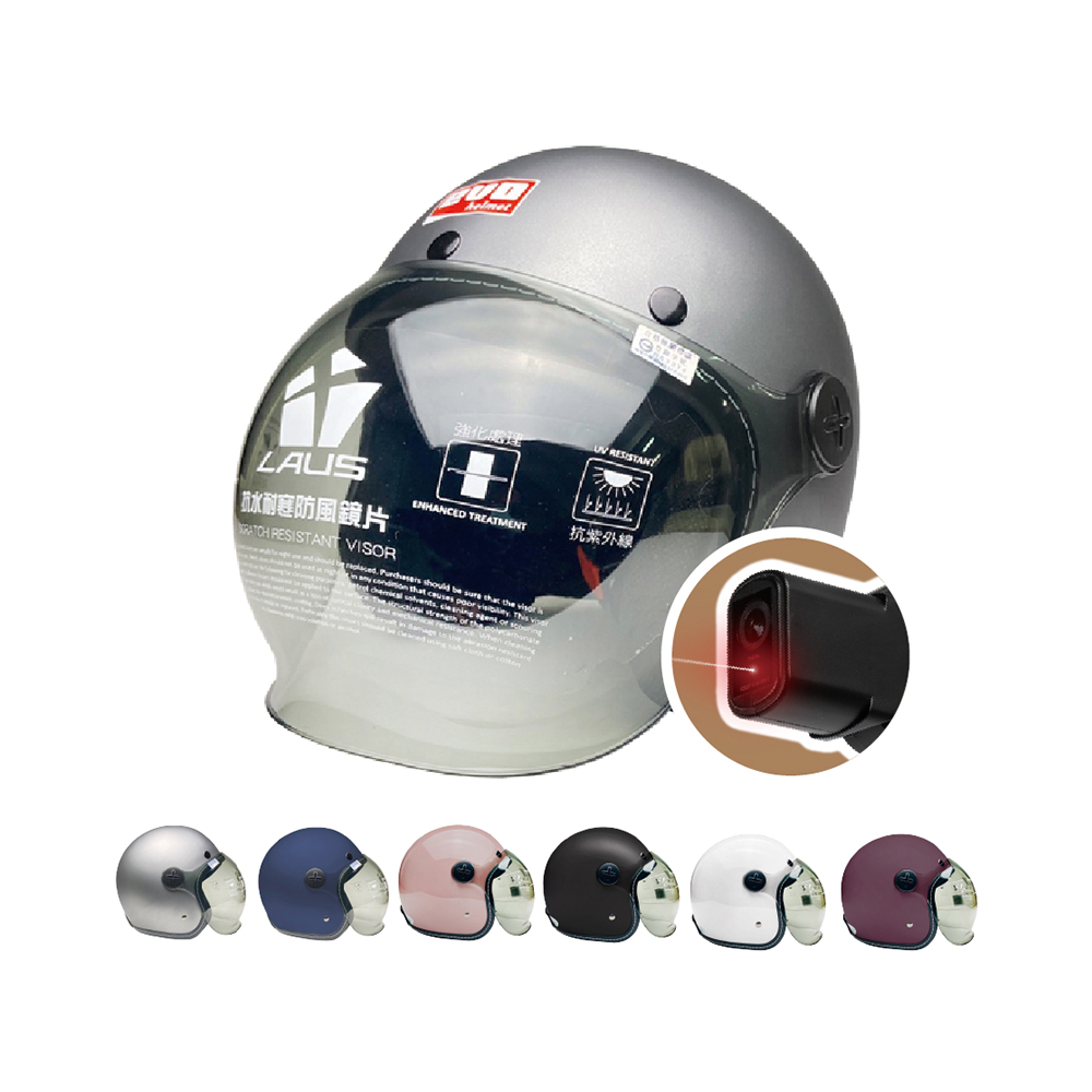 iMini iMiniDV X4C 素色復古帽附泡泡鏡片 內建式安全帽行車記錄器(1080P 夜拍清晰 智能感應 防水防塵)