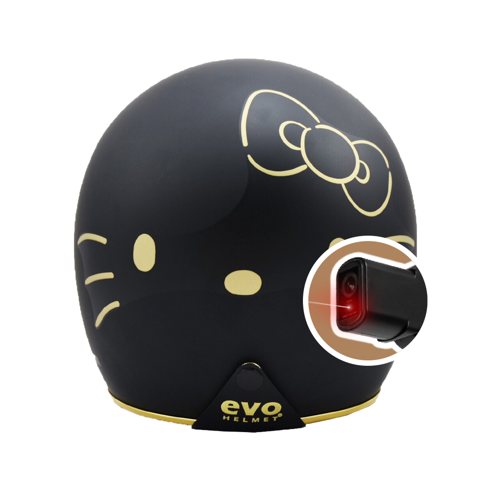 iMini iMiniDV X4C 精裝 卡通授權 黑金 Kitty 內建式安全帽行車記錄器(1080P 攝影機 騎士用品 清晰)