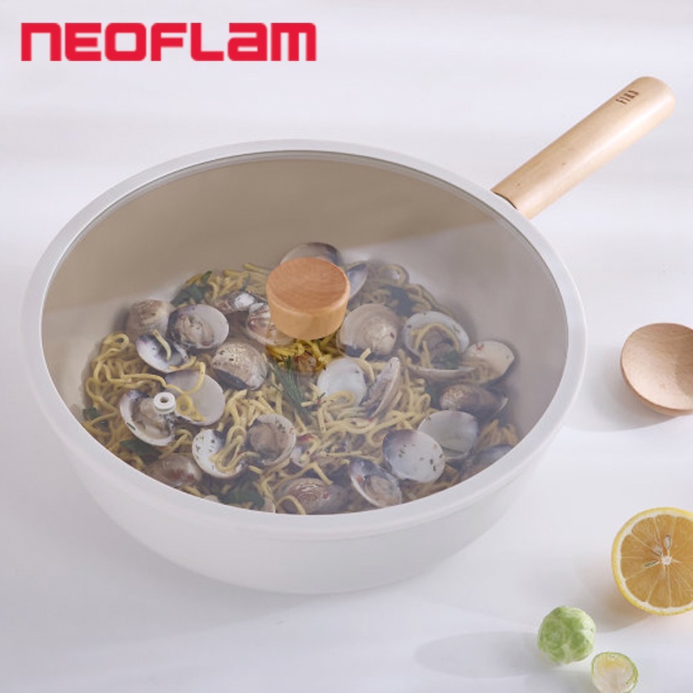 【NEOFLAM】FIKA 陶瓷塗層鍋具 炒鍋 30CM 含蓋(不挑爐具/瓦斯爐電磁爐皆可用)