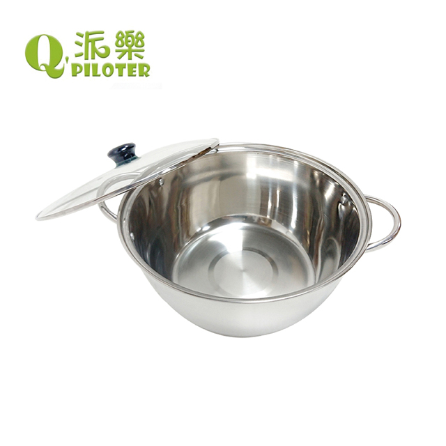 台灣製 派樂304不銹鋼湯鍋含玻璃蓋1組-28公分