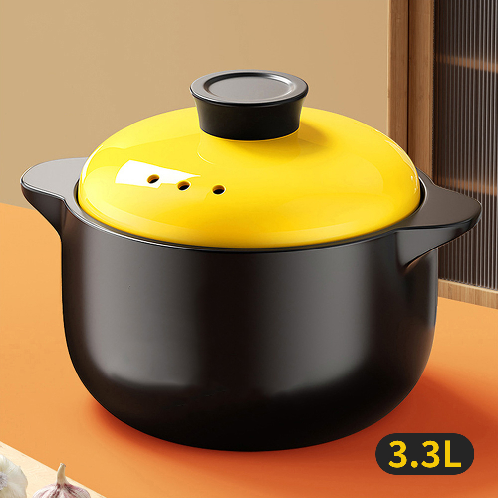 【CS22】燉鍋家耐高温陶瓷煲湯砂鍋3.3L