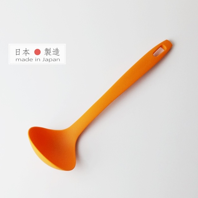 【HOME chef】日本製 不沾鍋琺瑯鍋耐熱湯勺(L) 柳橙橘