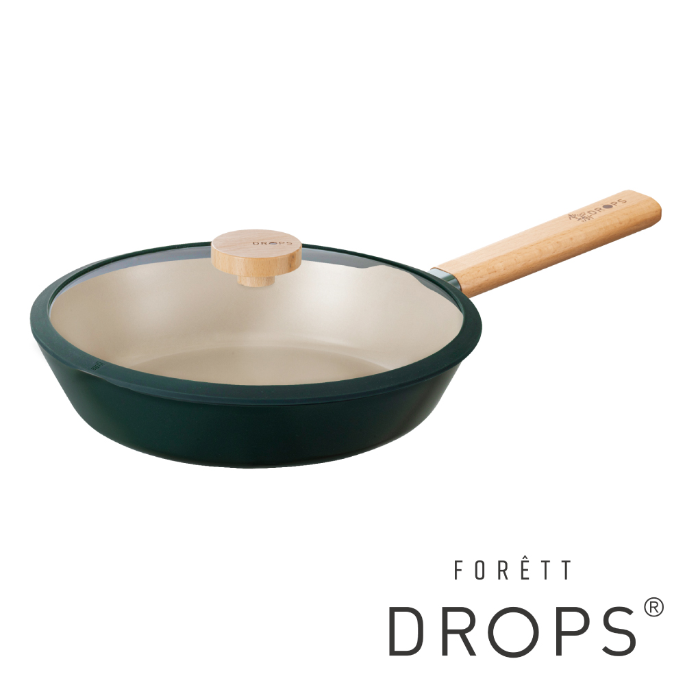 《韓國DROPS》FORETT森林系不沾平底鍋26cm(附安全玻璃蓋)