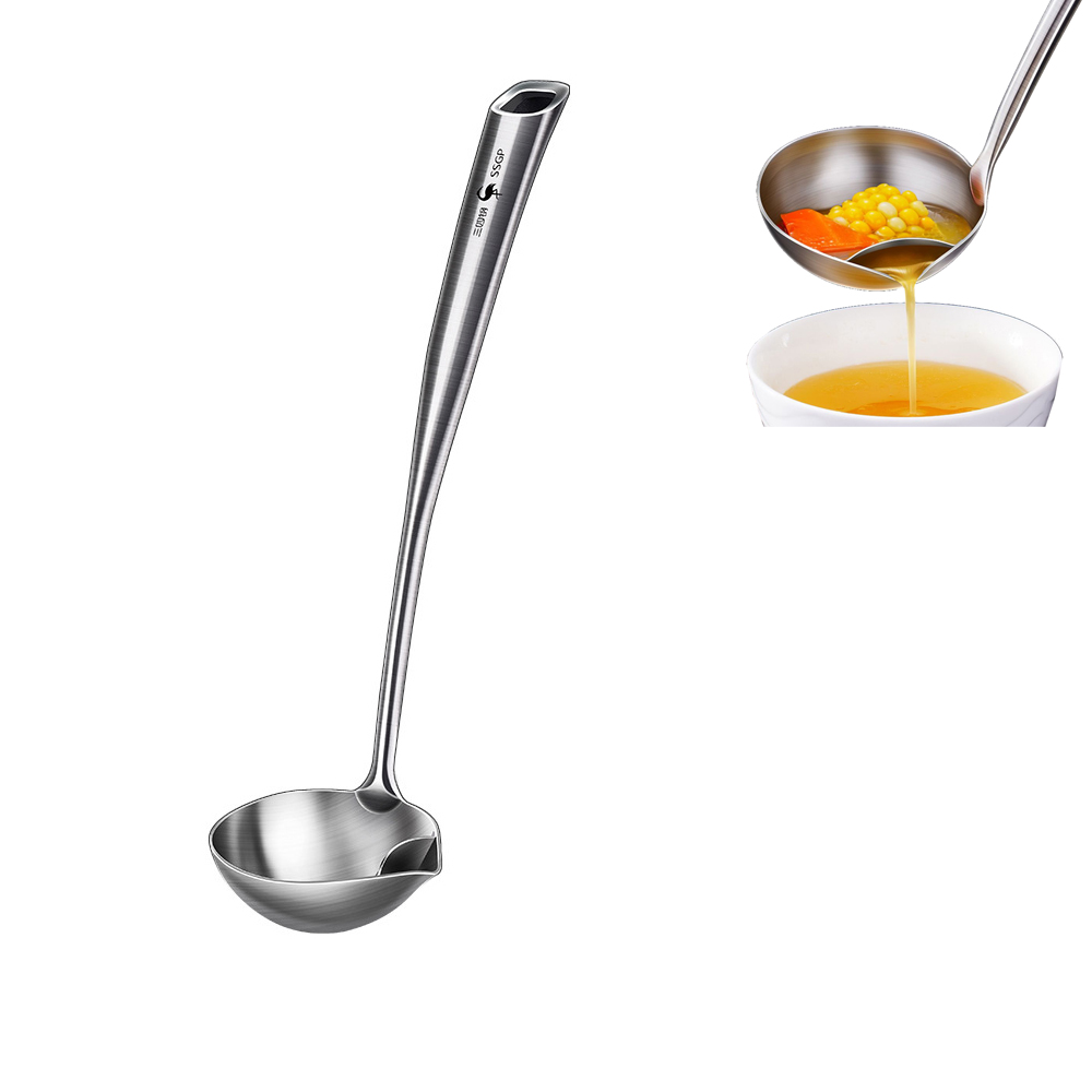 PUSH!廚房用品 304不銹鋼加深油湯分離勺 過濾勺 漏勺濾油漏油勺子 隔油勺 D339