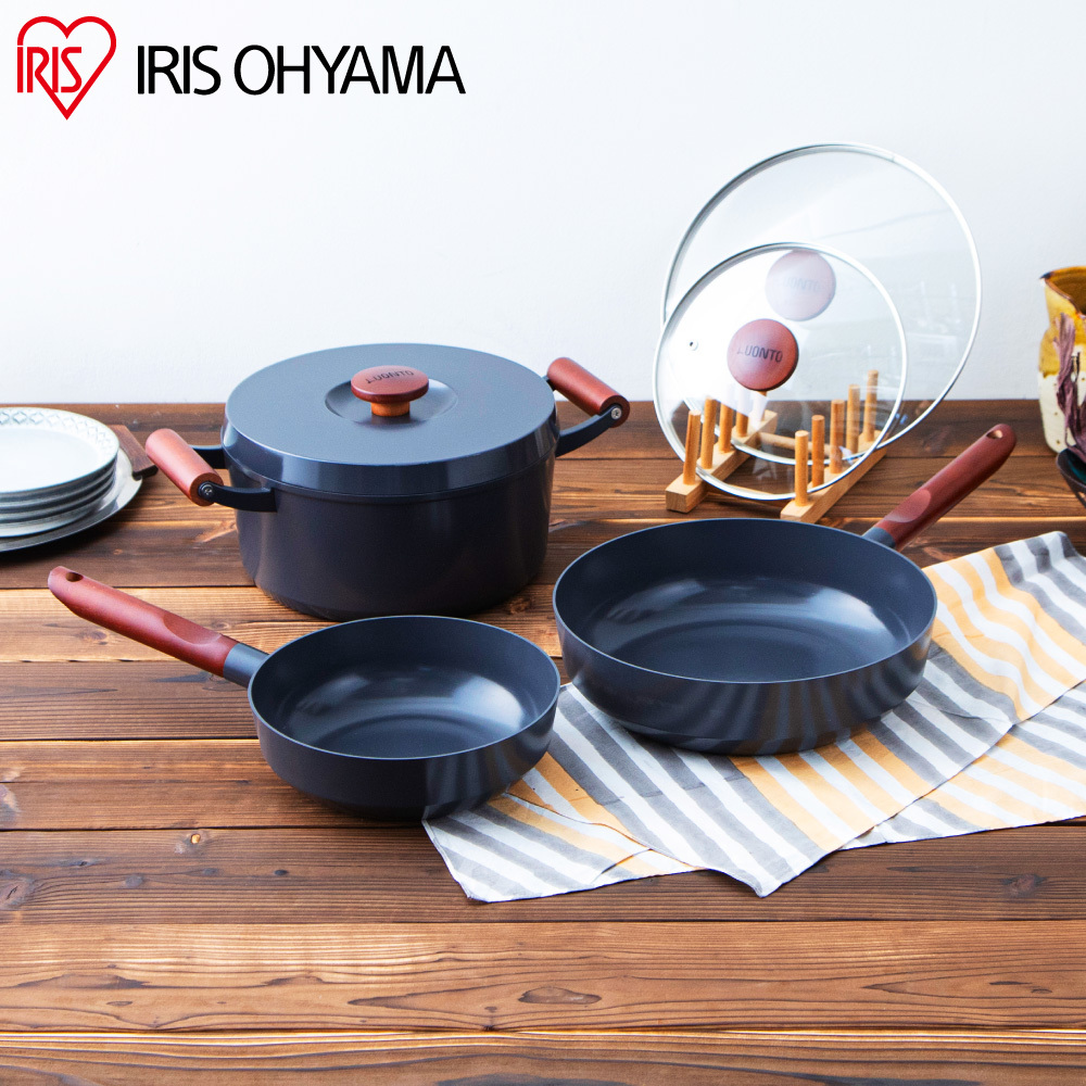 【IRIS OHYAMA】日本愛麗思露歐頓IH不沾鍋具6件組 LUO-SE6