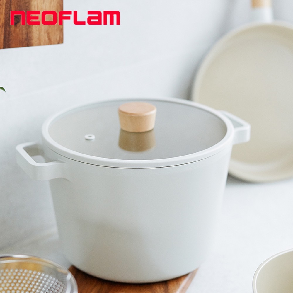 【NEOFLAM】FIKA 陶瓷塗層鍋具 22CM雙耳 深湯鍋(不挑爐具/瓦斯爐電磁爐皆可用)
