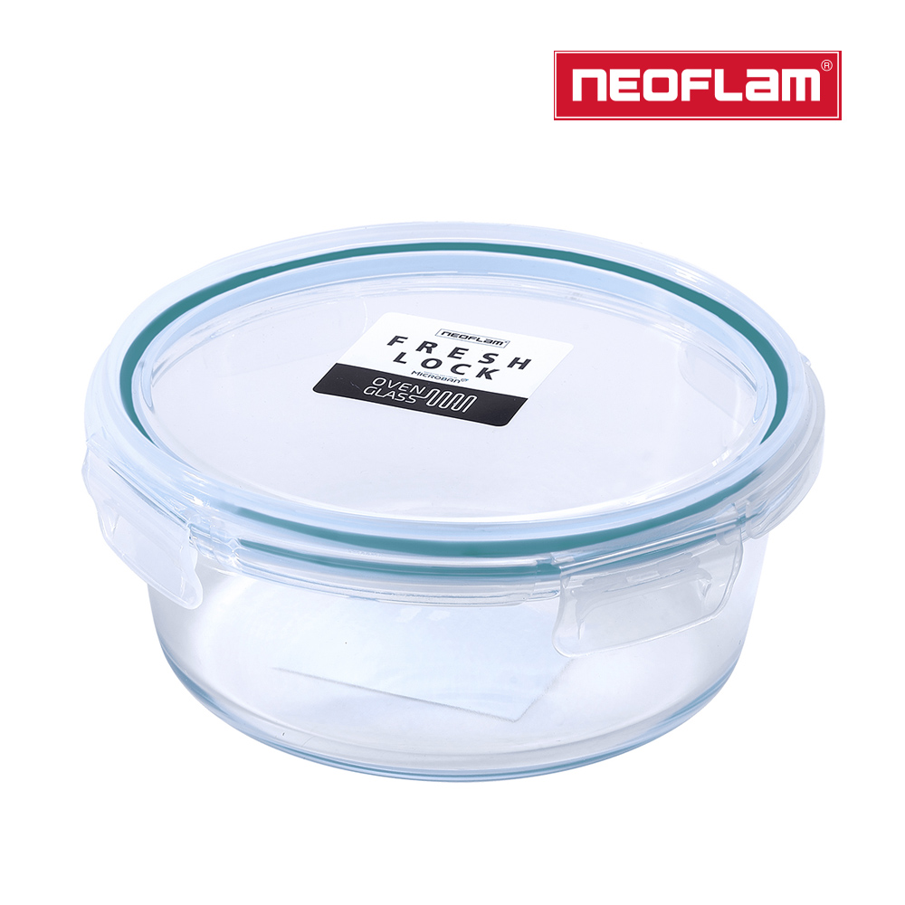 NEOFLAM Fresh Lock系列藍光耐熱玻璃保鮮盒 圓形-950ml