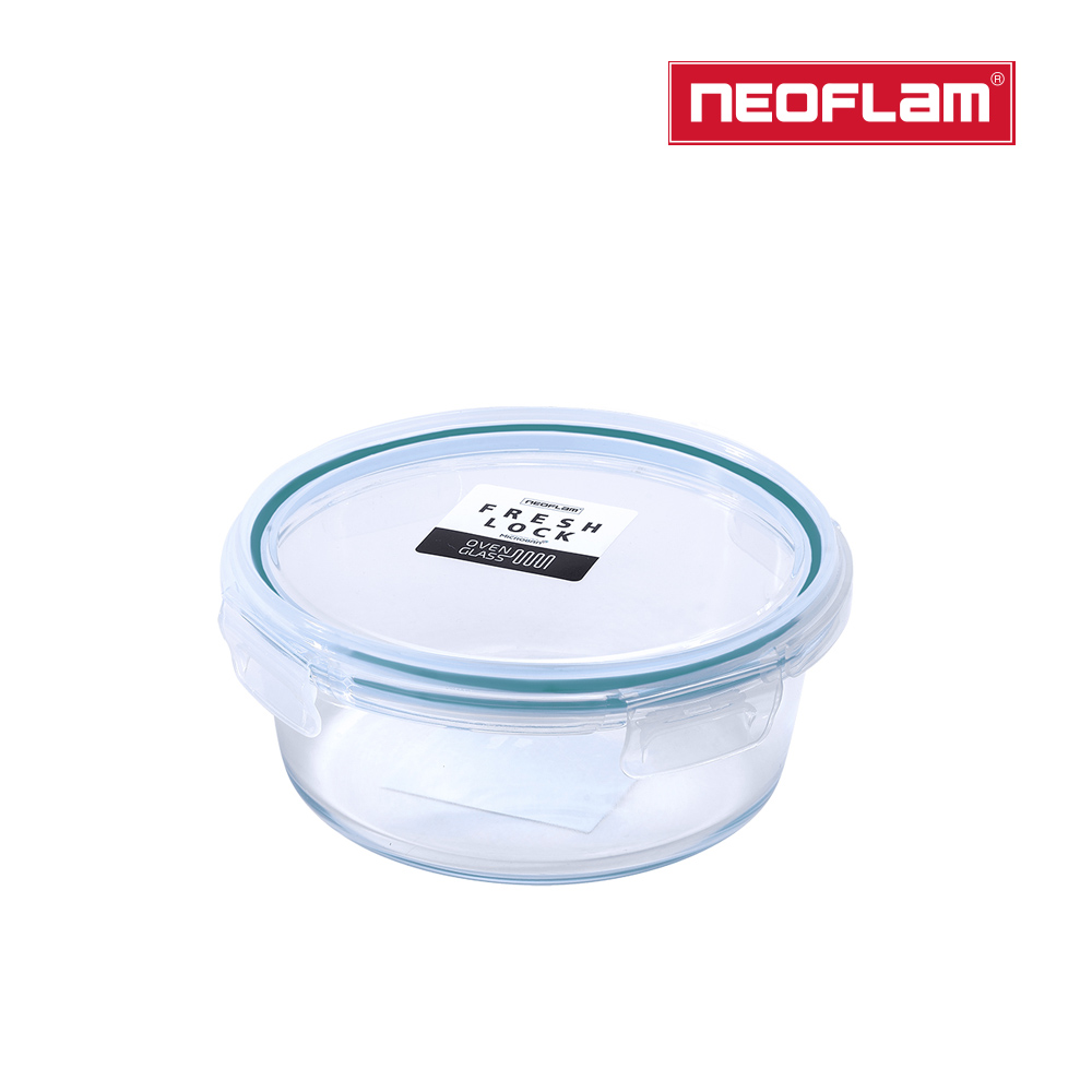 NEOFLAM Fresh Lock系列藍光耐熱玻璃保鮮盒 圓形-400ml