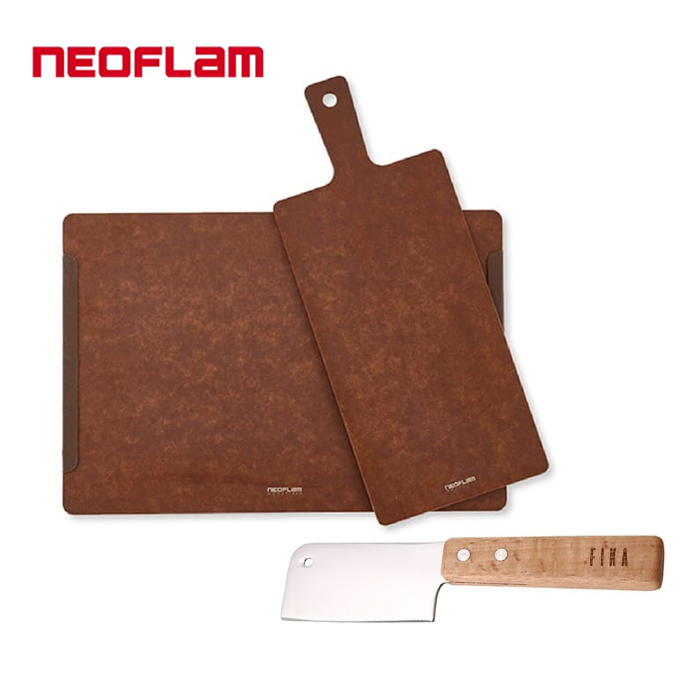 NEOFLAM ROCCA系列天然木纖維砧板組(砧板/手柄砧板/FIKA系列甜點乳酪刀3")