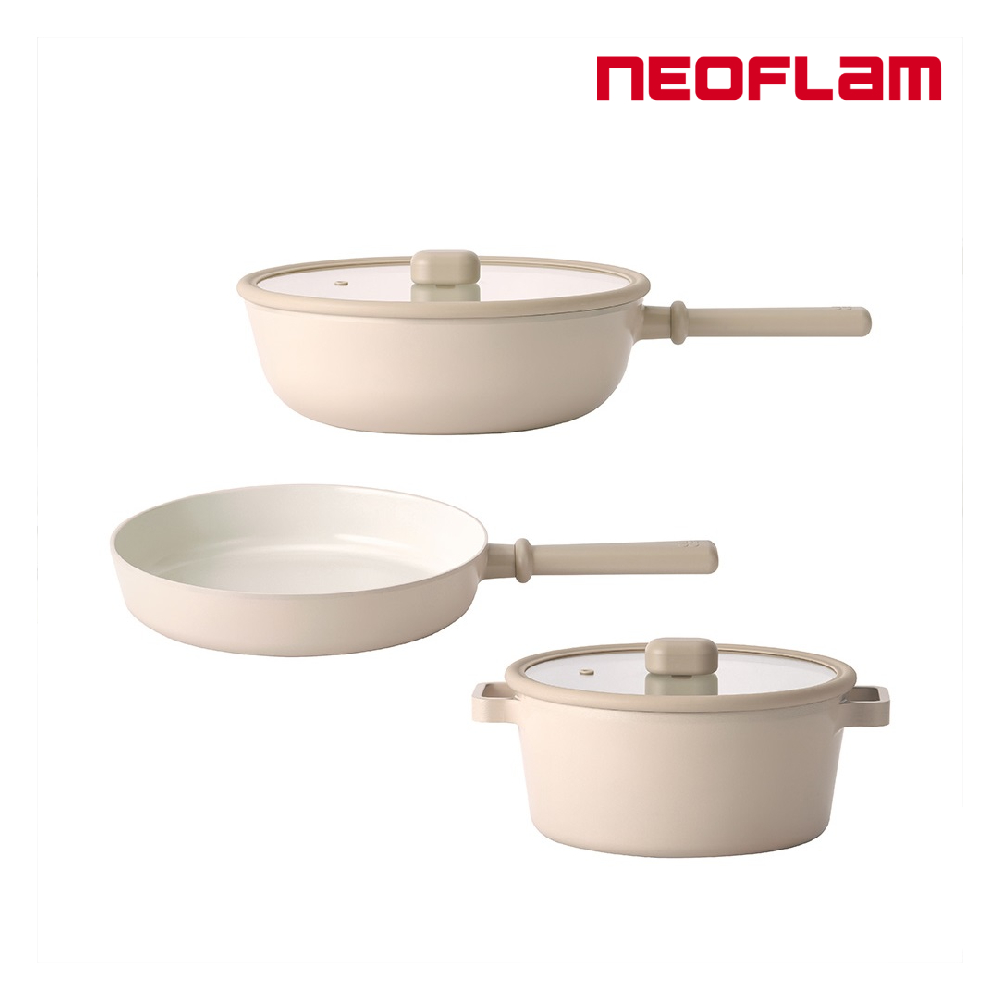 NEOFLAM 經典ChouChou咻咻系列鑄造鍋具3件組(不挑爐具 瓦斯爐電磁爐可用)