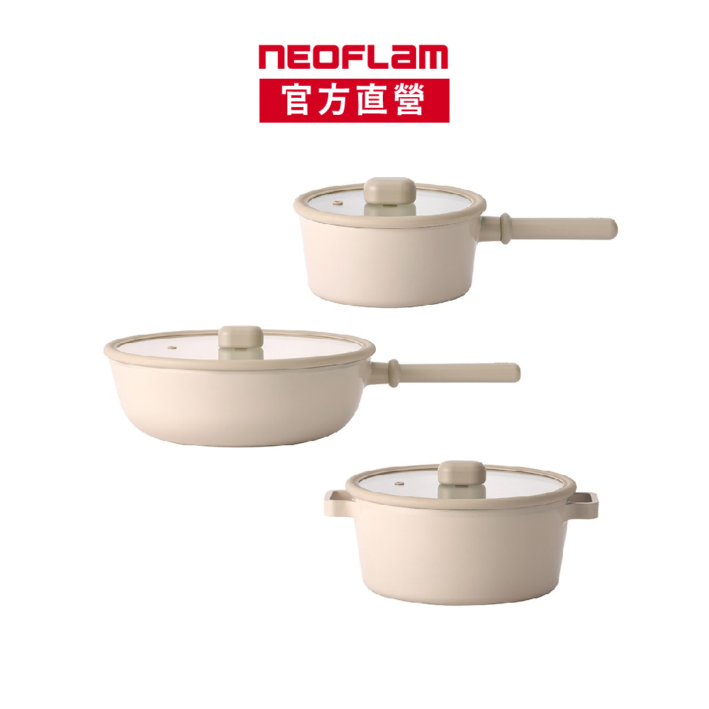 NEOFLAM 經典ChouChou咻咻系列鑄造鍋具3件組(不挑爐具 瓦斯爐電磁爐可用)