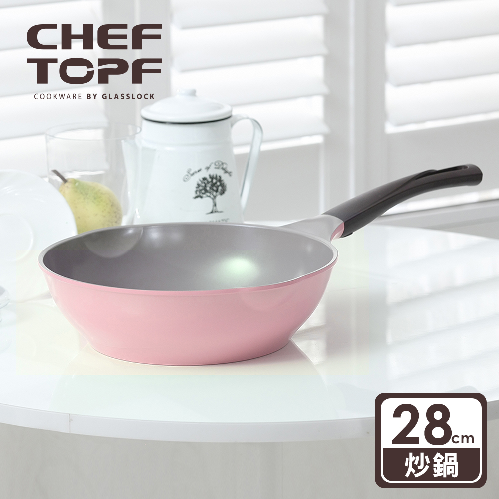 Chef Topf 薔薇系列28公分不沾炒鍋 (粉色)