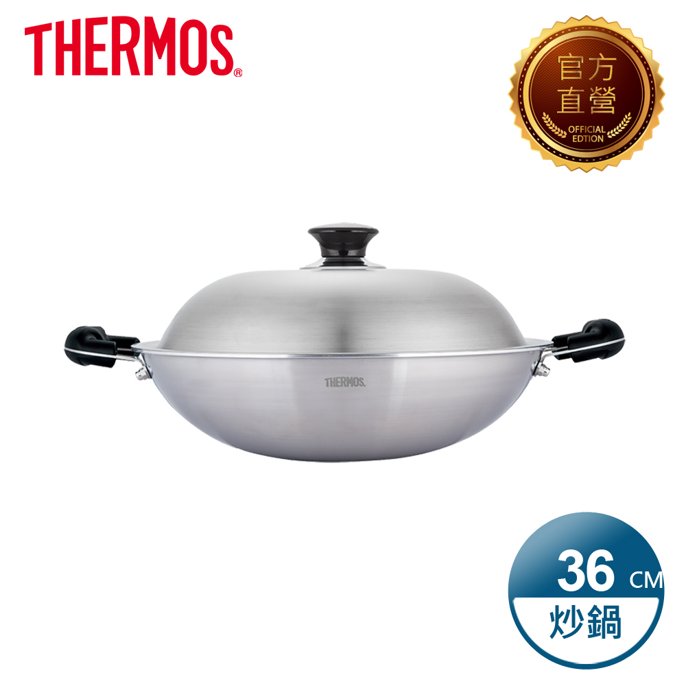 THERMOS膳魔師 新一代複合金雙耳炒鍋36cm(WK6-36-S)