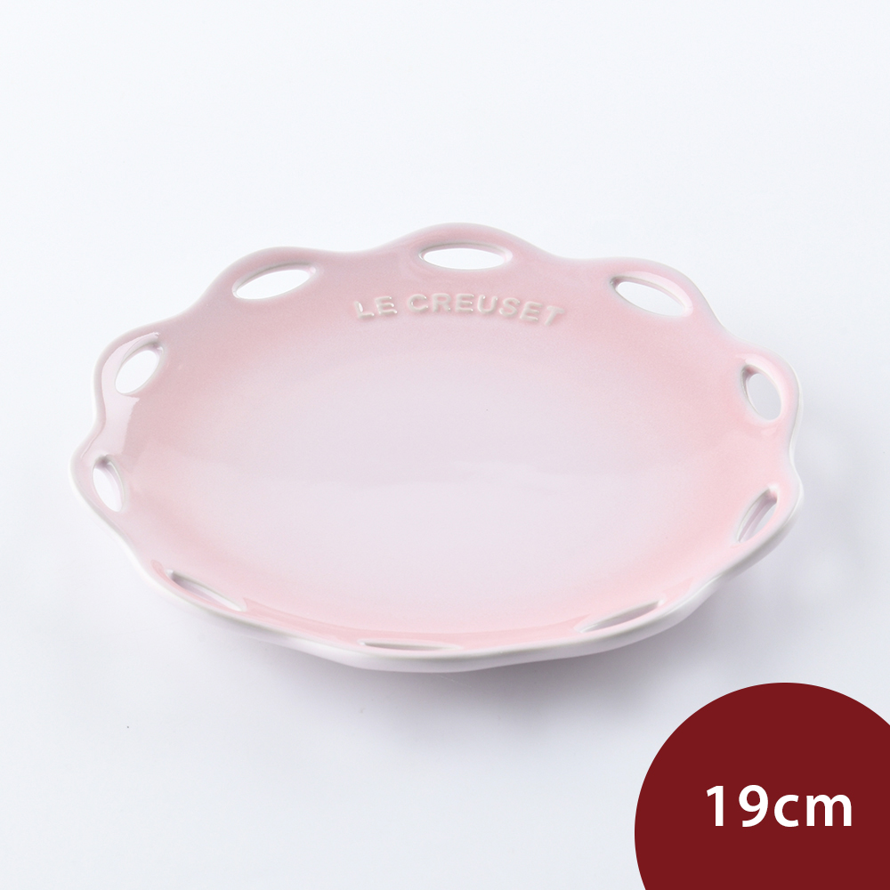 Le Creuset 蕾絲花語系列 花邊圓形淺盤 19cm 貝殼粉