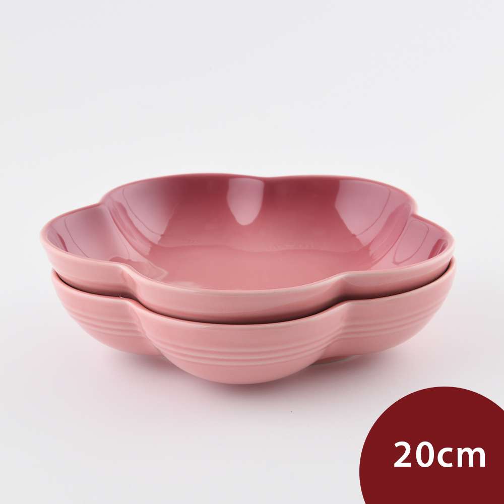 Le Creuset 花形深盤 點心盤 盛菜盤 造型盤 20cm 2入 薔薇粉