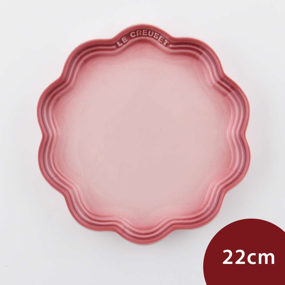 Le Creuset 蕾絲花邊盤 餐盤 造型盤 點心盤 22cm 櫻花粉 無紙盒