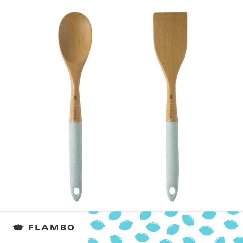 富蘭鍋 FLAMBO 櫸木料理匙鏟組-寧靜藍(櫸木料理配件二入組)