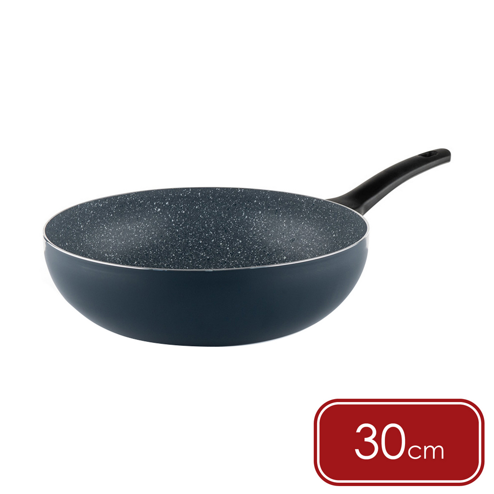 《MUHLER》Nia大理石不沾炒鍋(灰藍30cm)