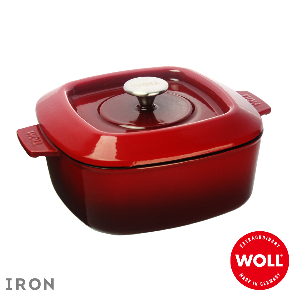 《WOLL》德國歐爾IRON 方型琺瑯鑄鐵鍋24cm_紅