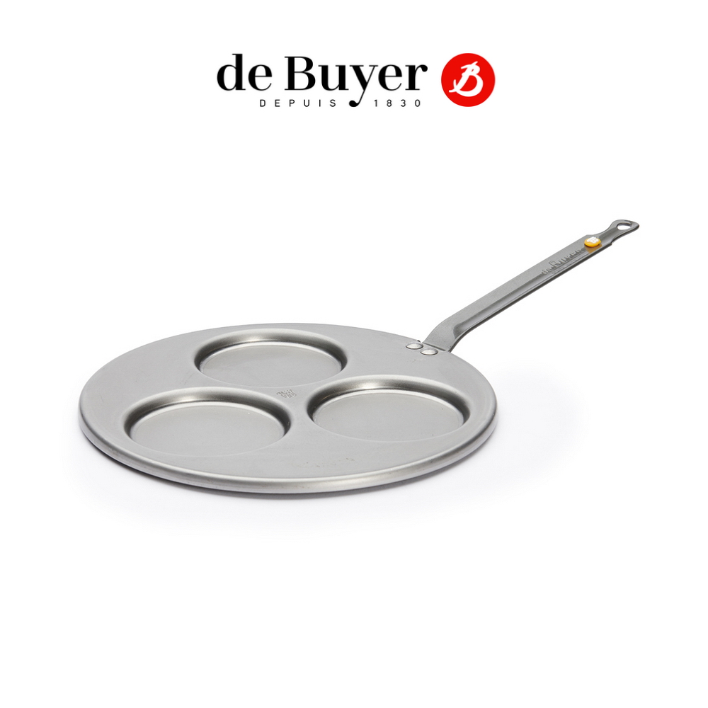 de Buyer 法國畢耶 原礦蜂蠟系列 傳統柄3格煎餅/煎蛋鍋27cm