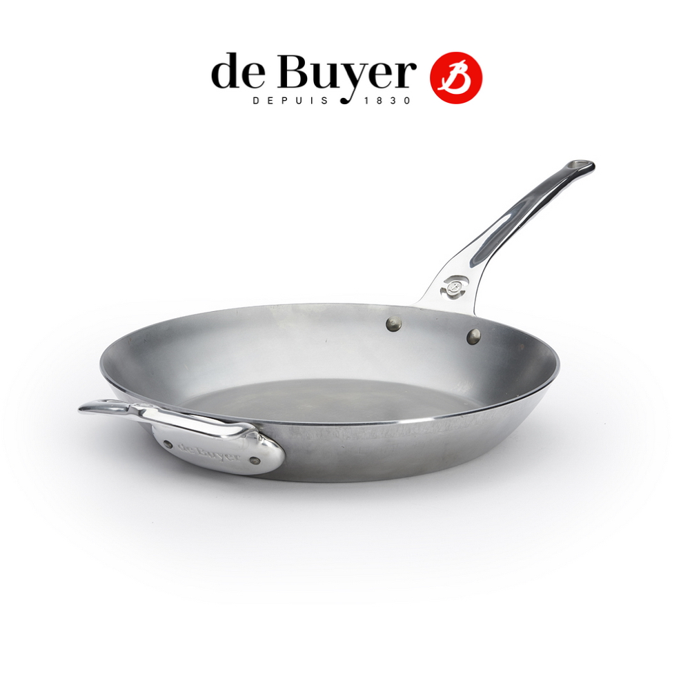 de Buyer 法國畢耶 原礦蜂蠟系列 不鏽鋼職人柄平底鍋32cm-附握耳