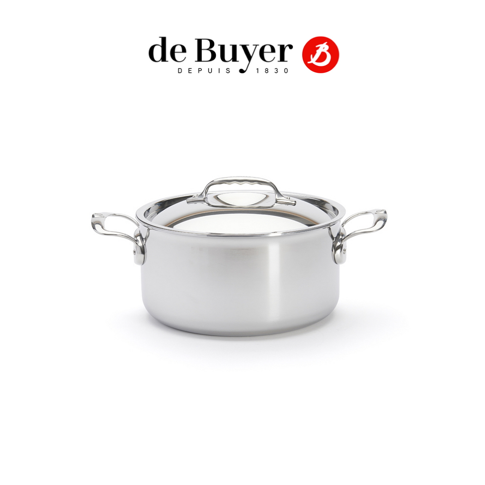 de Buyer 法國畢耶 Affinity系列 5層複合不鏽鋼 雙耳湯鍋24cm(附鍋蓋)
