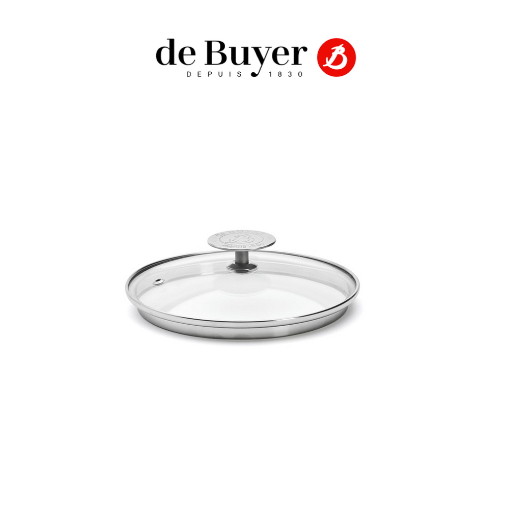 de Buyer 法國畢耶 不鏽鋼蓋頭耐熱玻璃鍋蓋16cm-深緣款