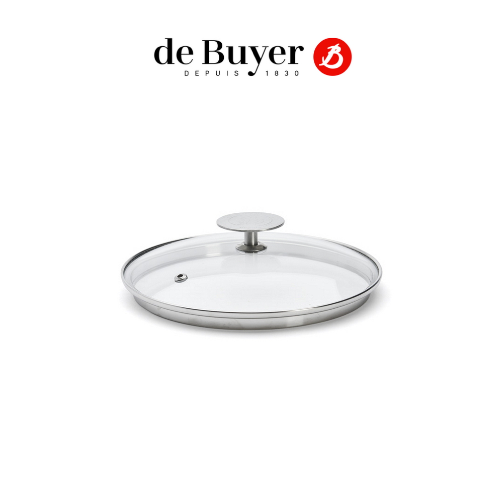 de Buyer 法國畢耶 不鏽鋼蓋頭耐熱玻璃鍋蓋18cm-深緣款