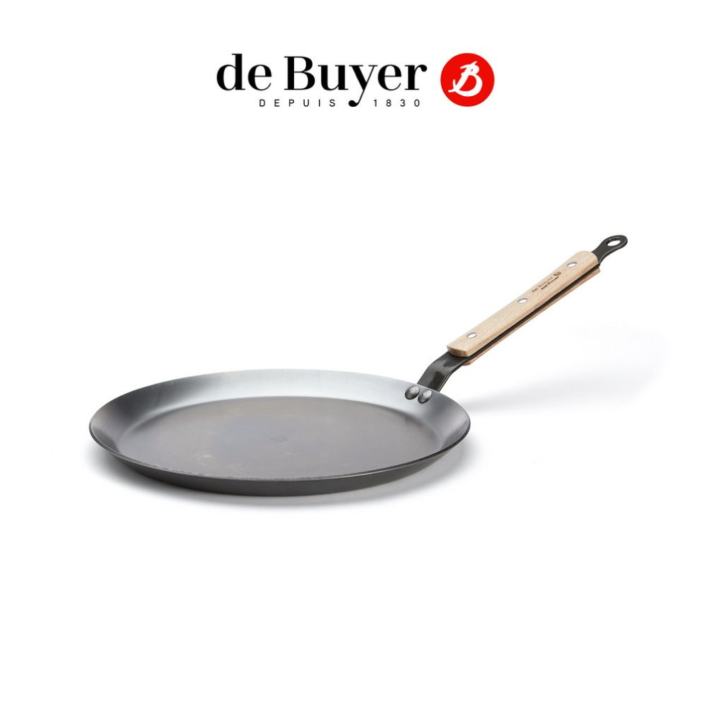 法國【de Buyer】畢耶鍋具『原礦木柄蜂蠟系列』法式可麗餅鍋24cm