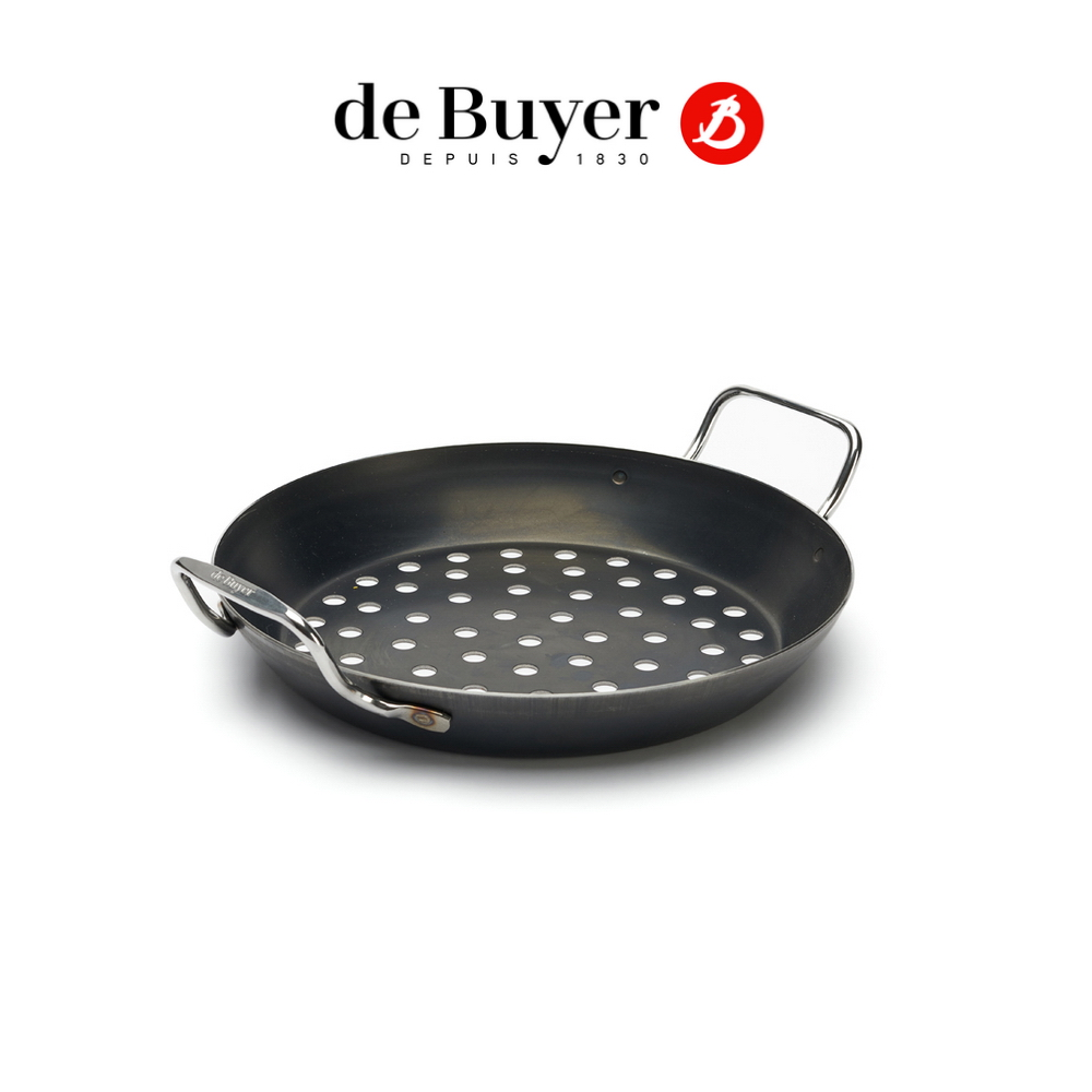 de Buyer 法國畢耶 輕礦藍鐵系列 雙握耳沖孔蔬菜燒烤盤28cm/鐵鍋