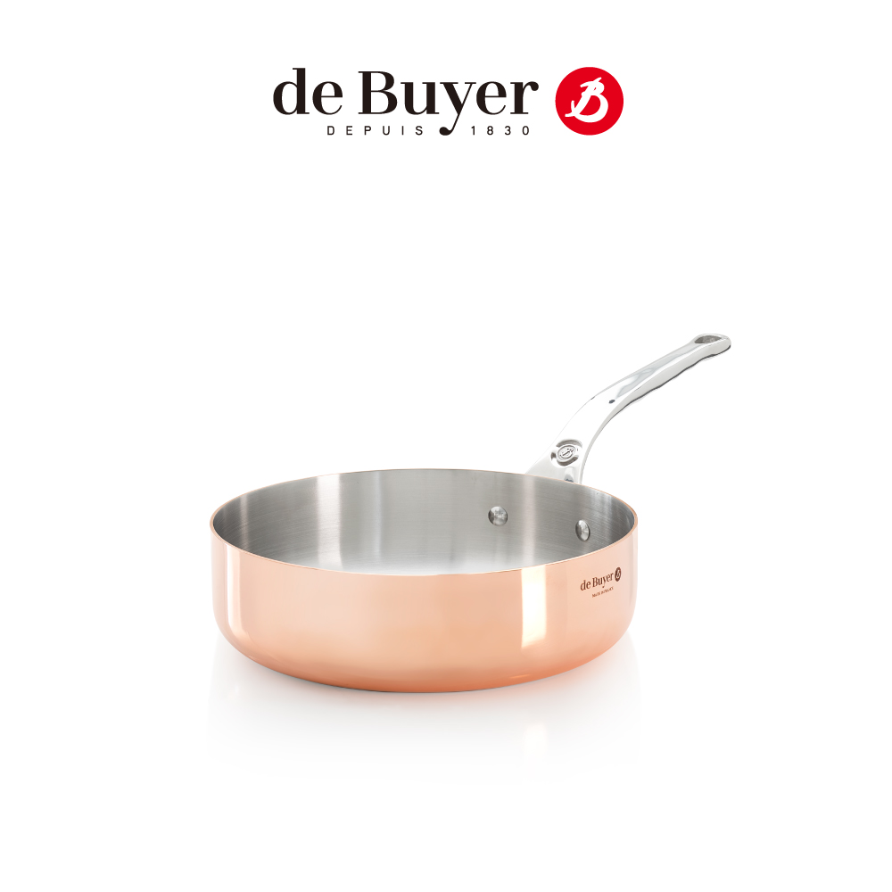 法國【de Buyer】畢耶鍋具『契合銅鍋頂級系列』不鏽鋼柄平底主廚鍋20cm