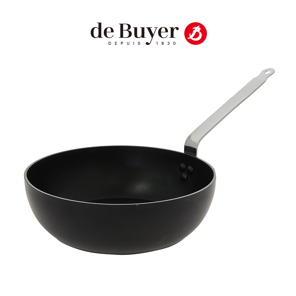 de Buyer 法國畢耶『Choc Intense不沾鍋系列』不鏽鋼柄深煎炒鍋28cm