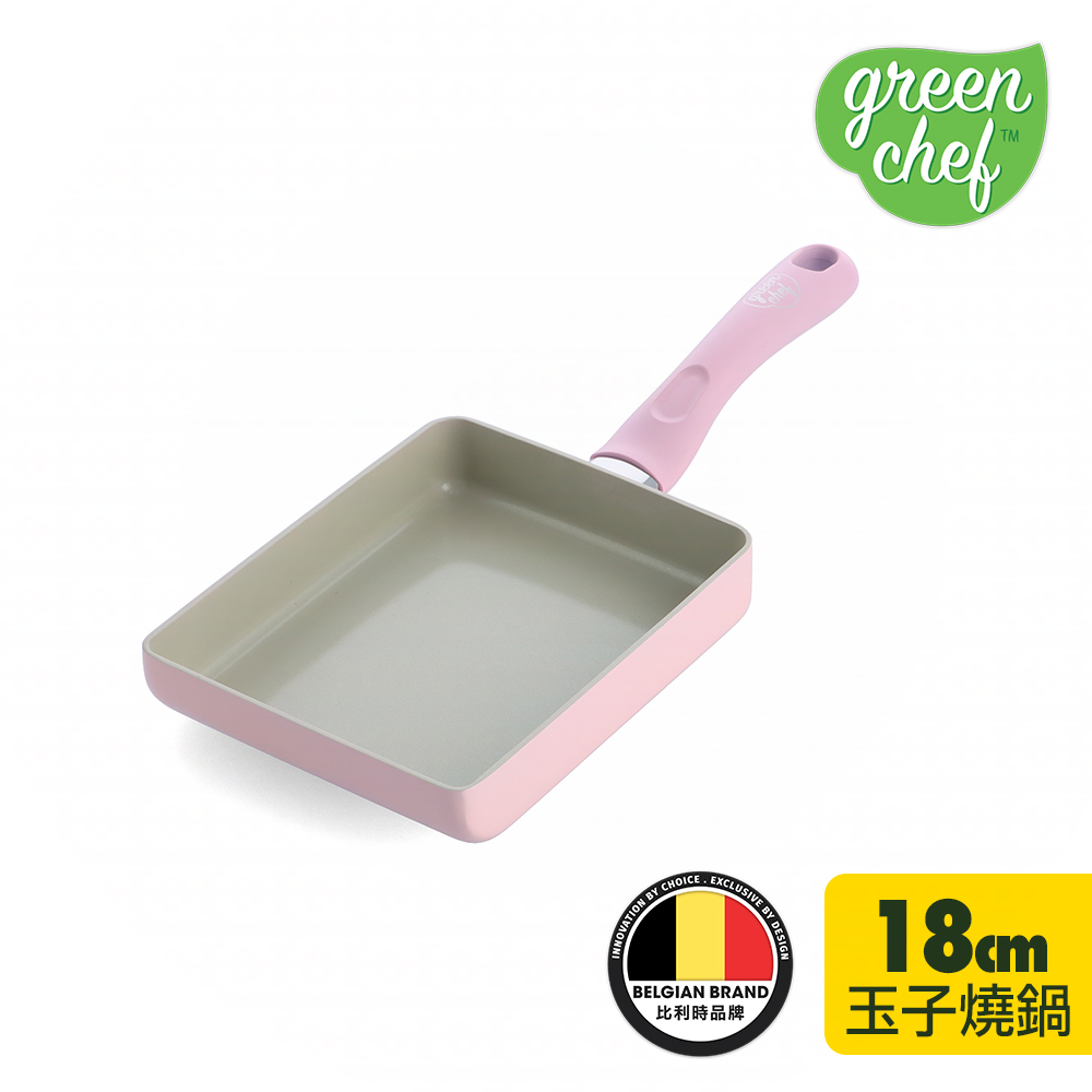 【GreenChef】Sandstone系列不沾鍋玉子燒鍋(18x14cm)(櫻花粉)(不挑爐具,IH爐適用)