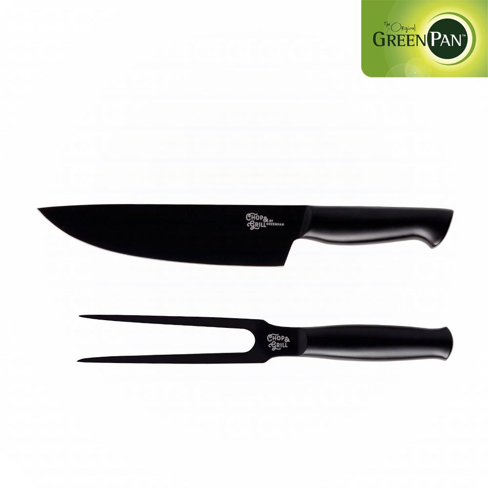【GreenPan】Chop&Grill系列 不沾刀具兩件組(主廚刀+肉叉)