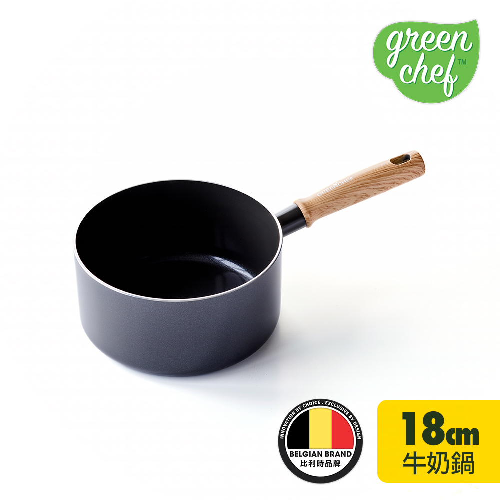【GreenChef】東京木紋系列18cm不沾鍋單柄湯鍋(鋯石黑)(不挑爐具,IH爐適用)