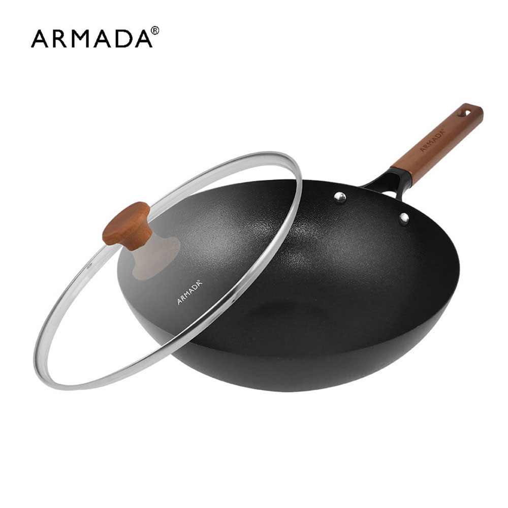 【ARMADA】花崗極鐵 30公分炒鍋 (含玻璃蓋)