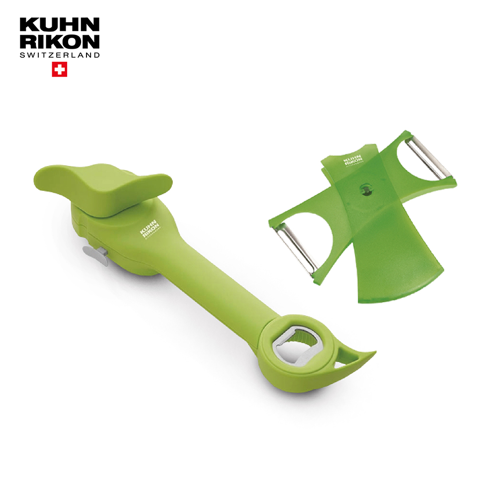 【Kuhn Rikon 瑞康屋】多功能開罐器綠色+綠色刨刀